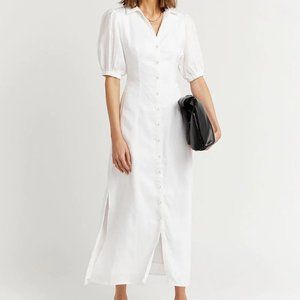 DISSH Elain White Linen Midi Dress Size 4
